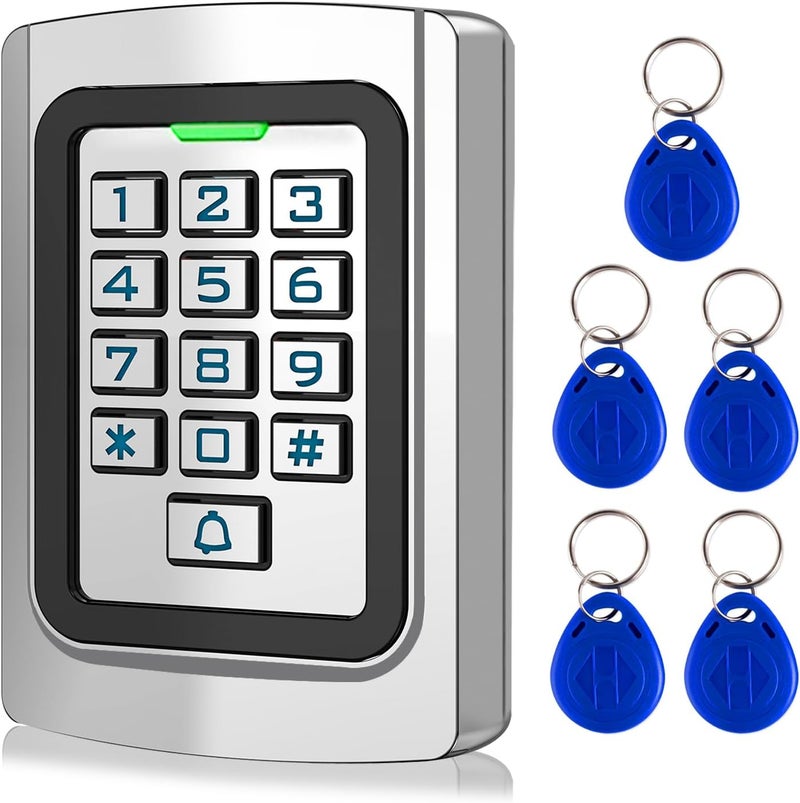 AMOCAM Universal Wired Access Control Keypad, 12V DC Metal Door Keypad, PIN Code & ID Card Key pad, IP68 Waterproof, 2000 Users, for Garage Door, Gate Opener, Magnetic Lock and Access Control Systems - Image 1